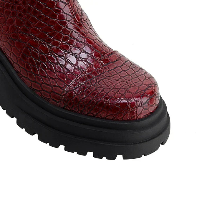 Thelma | Croc Embossed Chelsea Boots with Platform