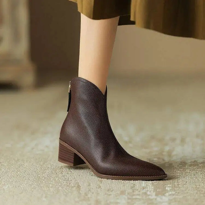 Angelina | Pointed Toe Block Heel Ankle Boots