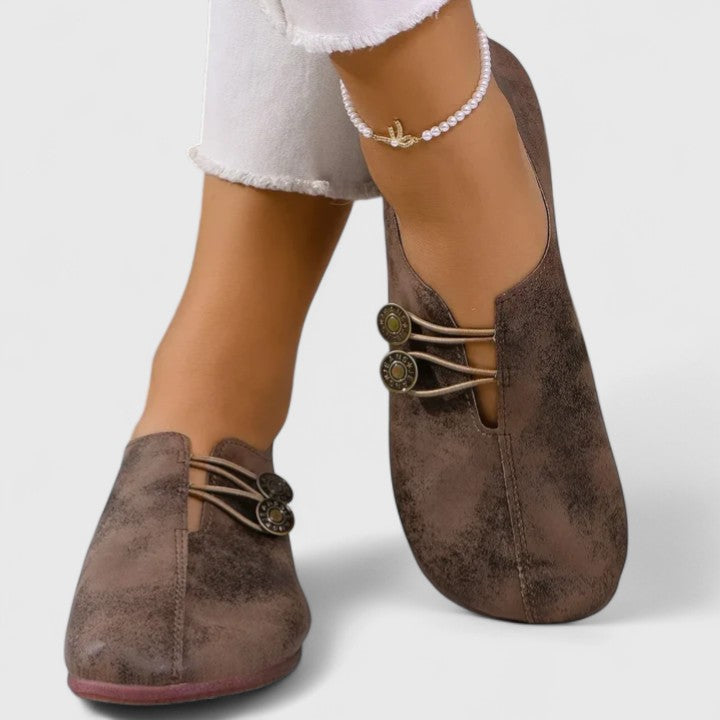 Meena | Button Strap Flat Loafers