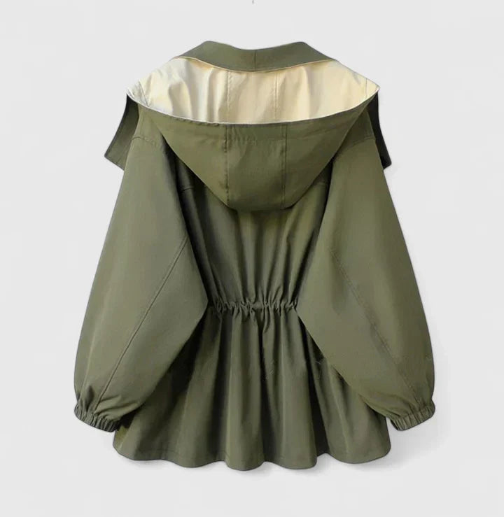 Reta | Oversized Lapel Windbreaker Jacket with Drawstring
