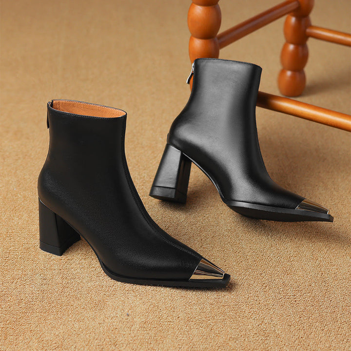 Marjolein | Casual Pointed Toe Block Heel Ankle Boots