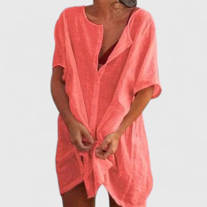 Cleopatraea | Linen Tunic Shirt Dress Short Sleeve