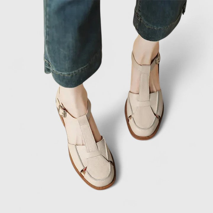Sabella | Closed-Toe T-Strap Sandals with Buckle