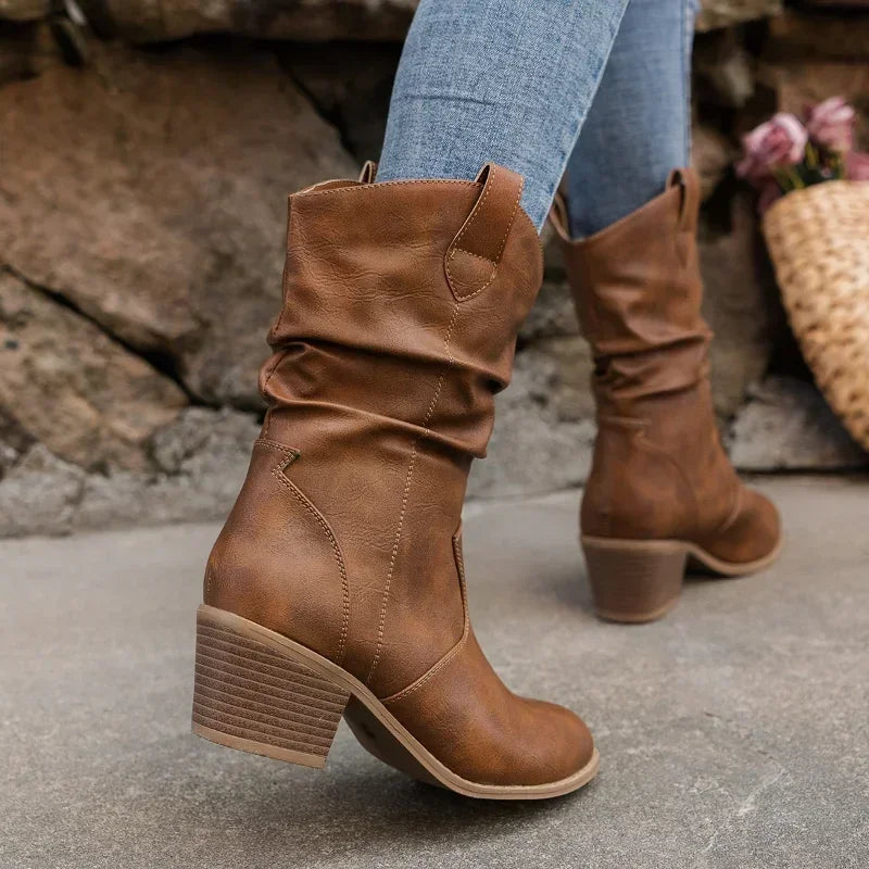 Veronica | Slouchy Block Heel Western Boots