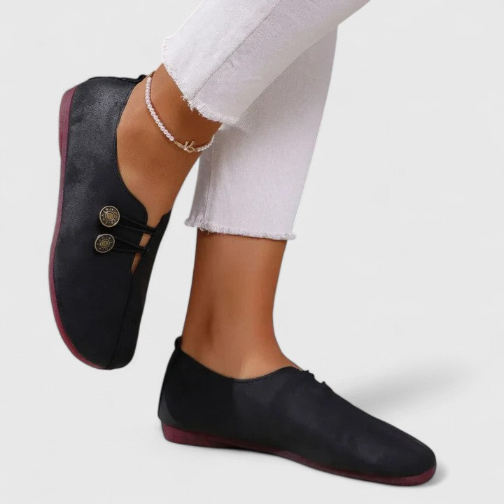 Meena | Button Strap Flat Loafers
