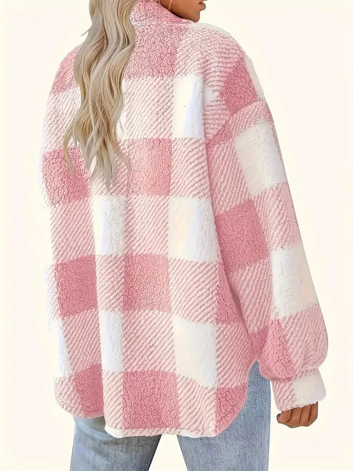Sibylla | Plaid Fleece Jacket with Button Front
