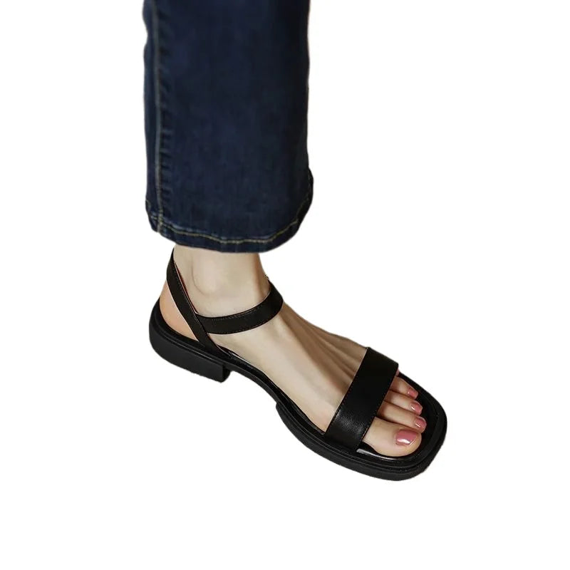 Charlie | Double Strap Platform Sandals with Ankle Buckle