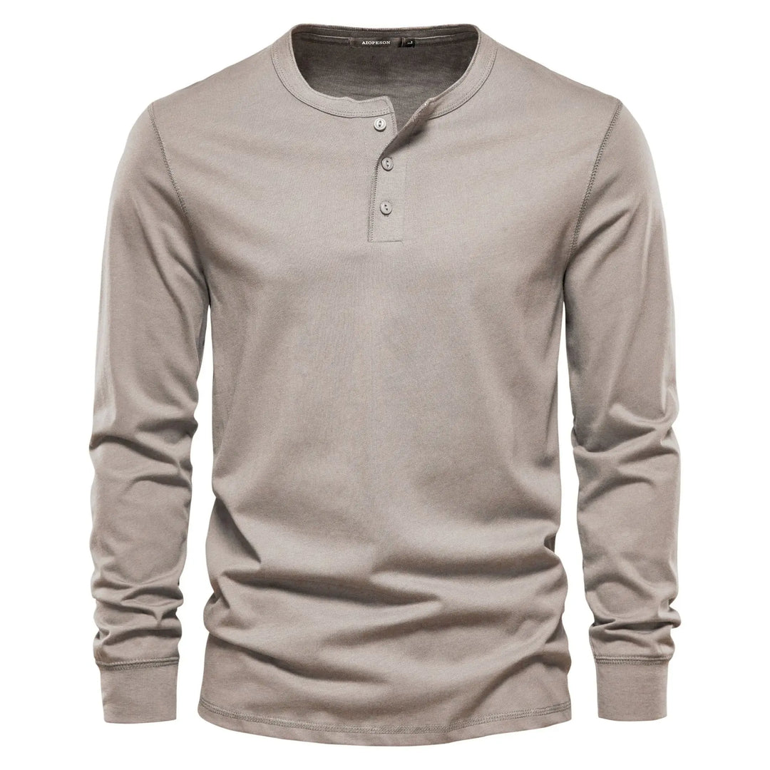 Dominic | Long-Sleeve Henley Button Shirt