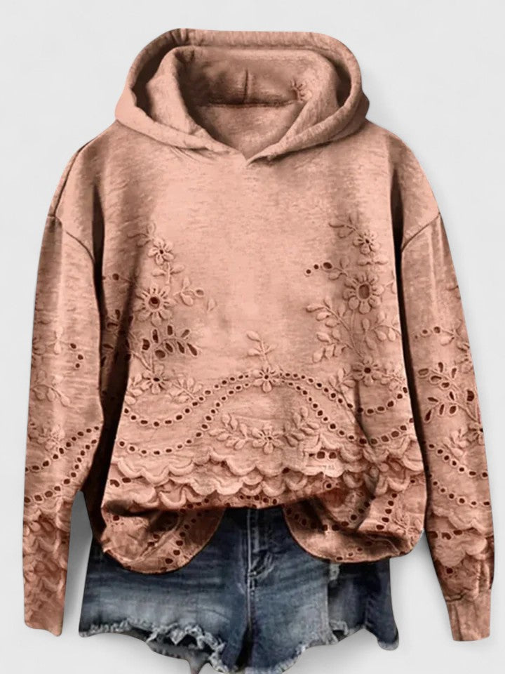 Lena | Floral Embroidered Eyelet Lace Hoodie