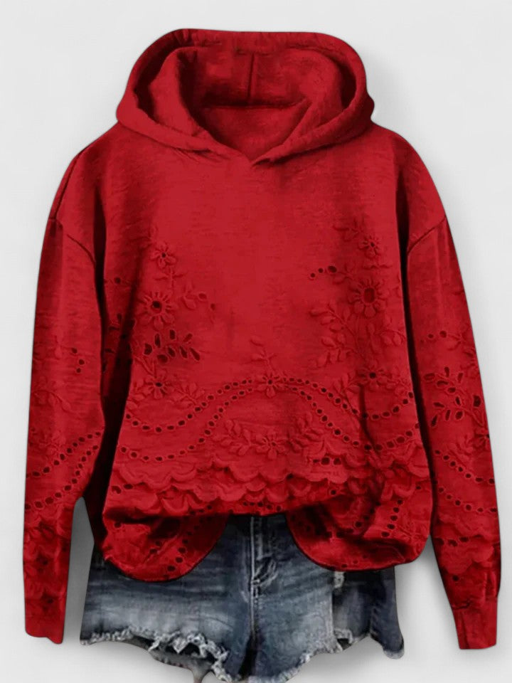 Lena | Floral Embroidered Eyelet Lace Hoodie