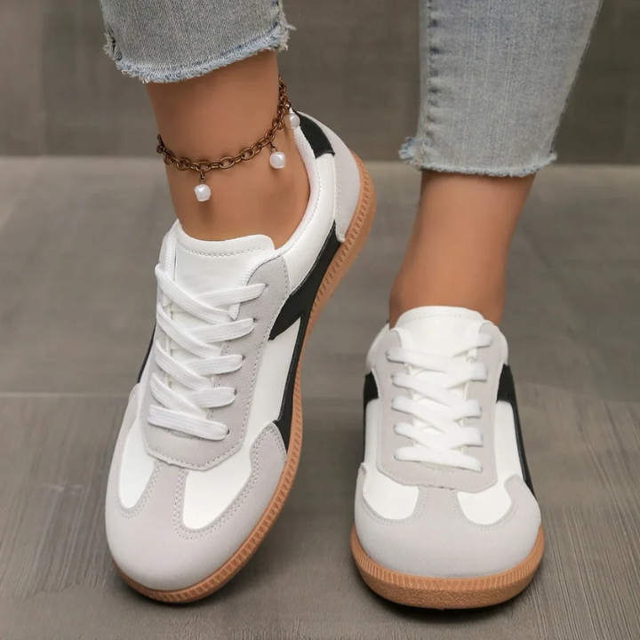 Aisha | Color Block Lace-Up Sneakers with Gum Sole