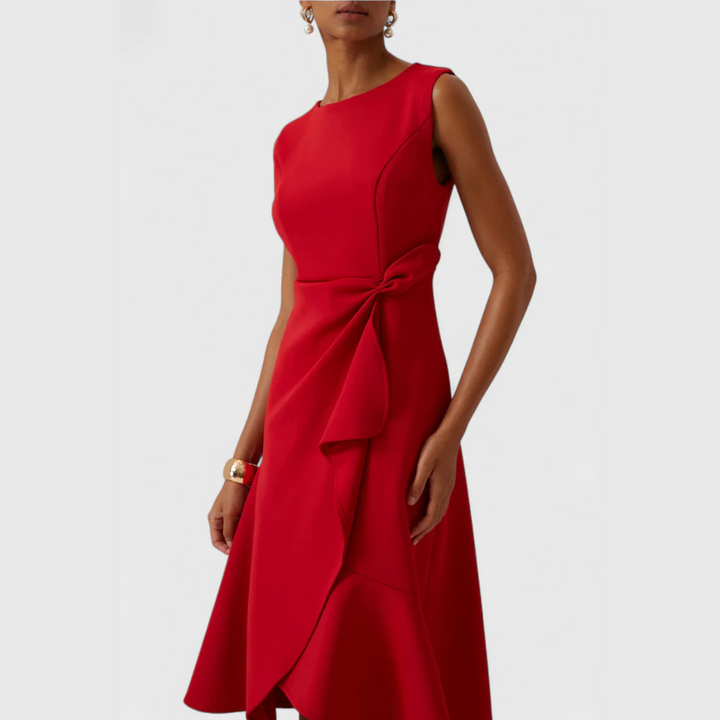 Clair | Draped Asymmetric Midi Dress