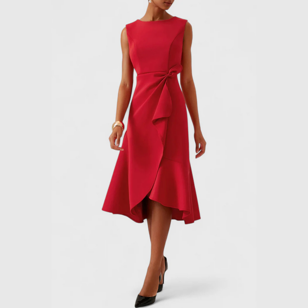 Clair | Draped Asymmetric Midi Dress