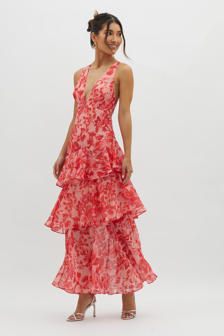 Eulalie | Floral Ruffle Tiered Maxi Dress