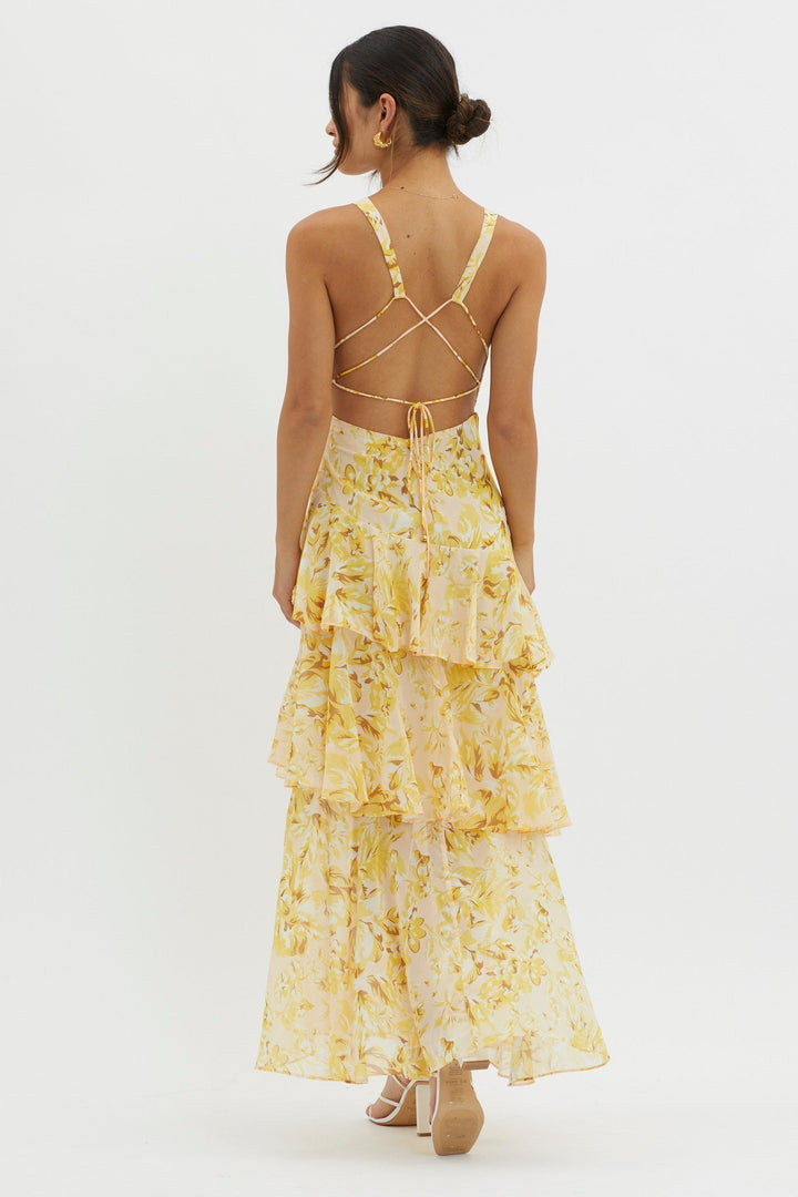 Eulalie | Floral Ruffle Tiered Maxi Dress