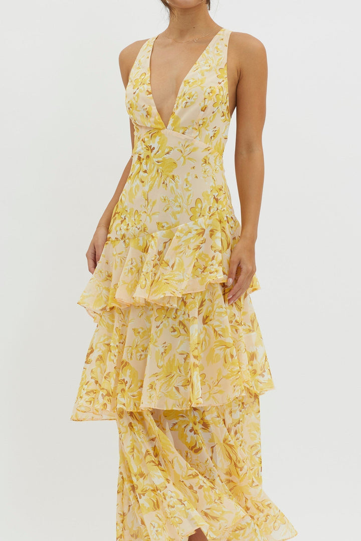 Eulalie | Floral Ruffle Tiered Maxi Dress