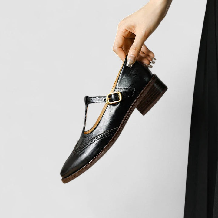Vianne | T-Strap Mary Jane Brogues with Buckle