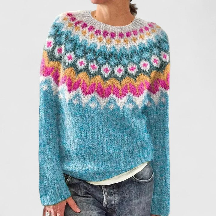 Minah | Fair Isle Crew Neck Pullover Sweater