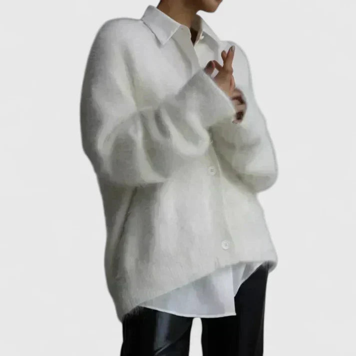 Cecelia | Fuzzy Oversized Knit Cardigan with Buttons
