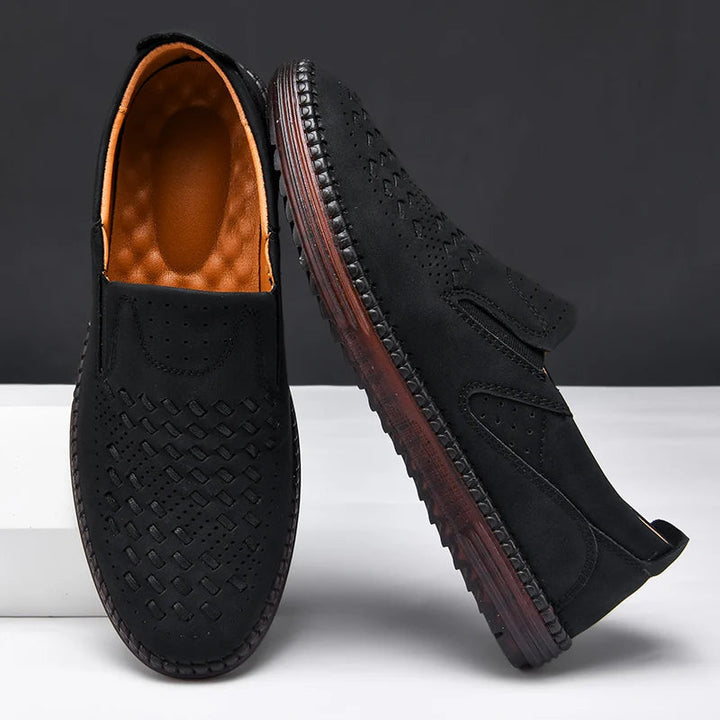 Aaron | Perforated Textured Slip-On Loafers
