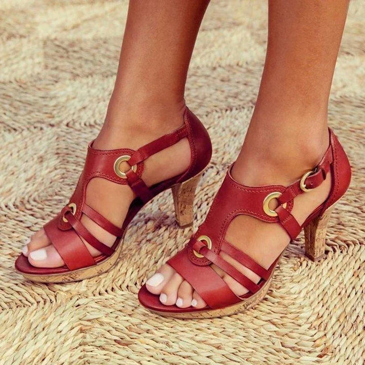 Nona | Strappy Heeled Sandals with Buckle