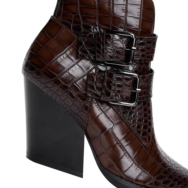 Carmela | Croc Embossed Pointed Toe Western Boots