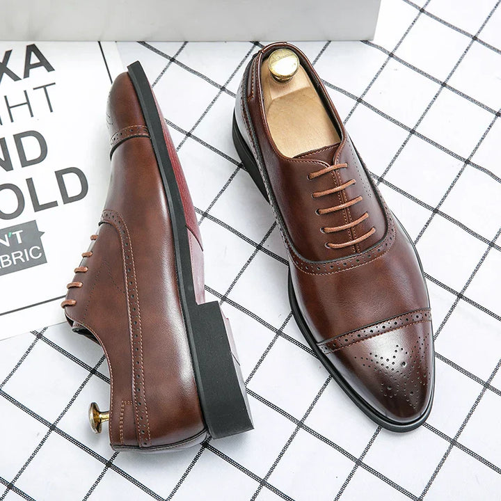 Caden | Perforated Cap Toe Oxford Shoes