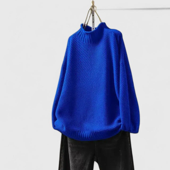 Azul | Chunky Knit Turtleneck Sweater with Seed Stitch