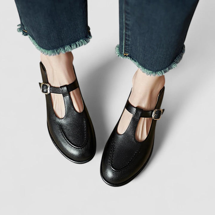 Vada | T-Strap Mary Jane Flats with Buckle