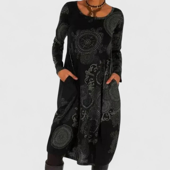 Noelle | Paisley Print Empire Waist Dress with Pockets