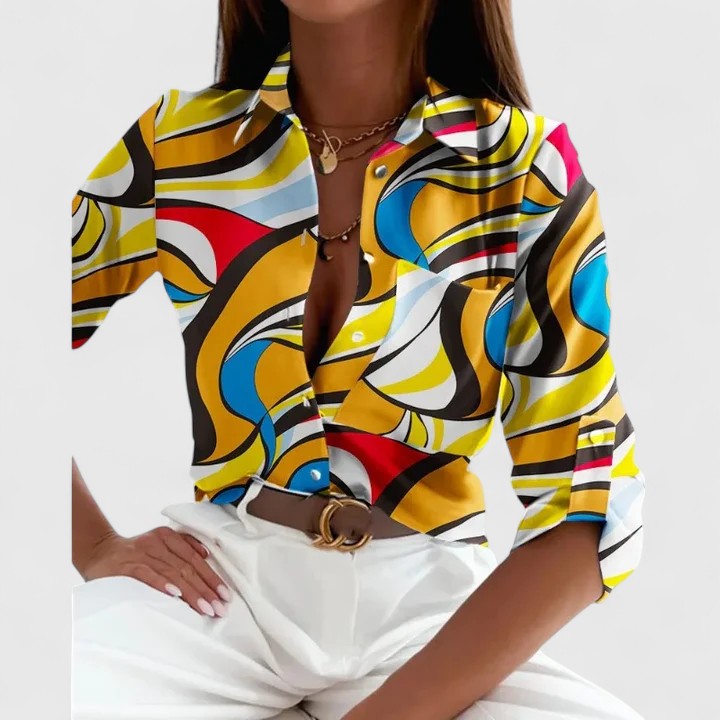 Jobina | Geometric Print Button Up Shirt