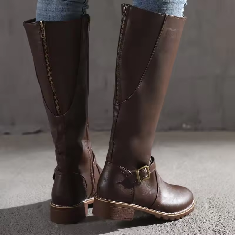 Luisa | Knee High Buckle Strap Boots