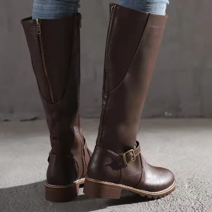 Luisa | Knee High Buckle Strap Boots