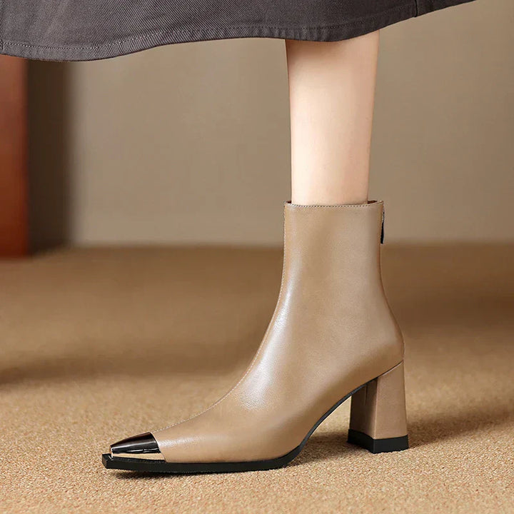 Marjolein | Casual Pointed Toe Block Heel Ankle Boots