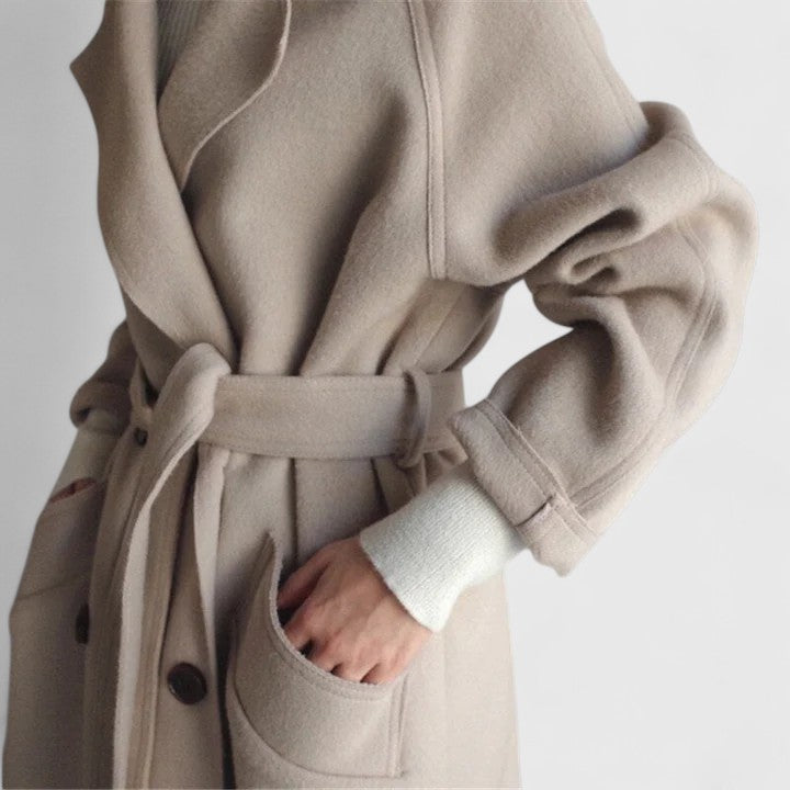 Arlene | Oversized Longline Wool Coat with Lapel