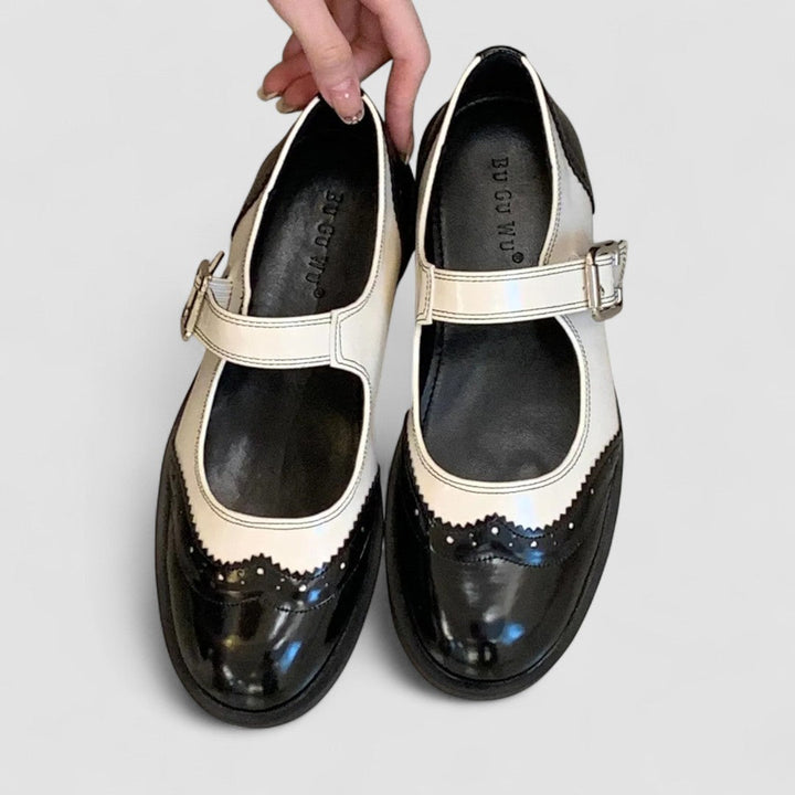 Vidonia | Two-Tone Brogue Mary Jane Shoes with Buckle