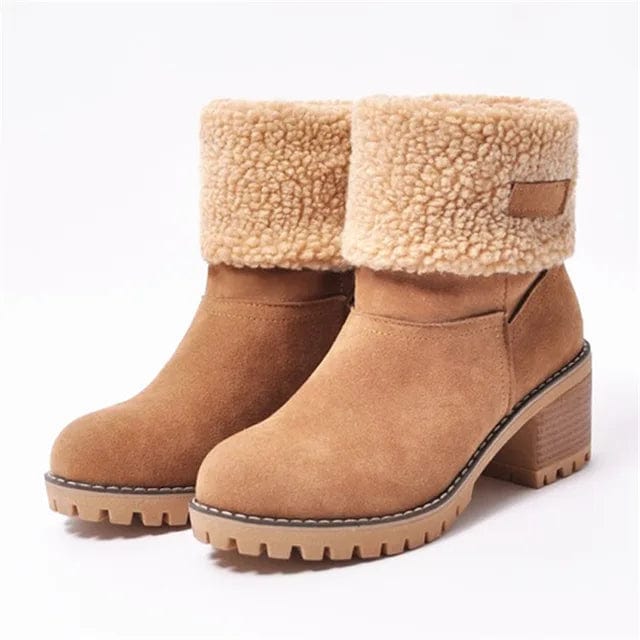Lavinia | Fleece Cuff Faux Fur Boots with Heel