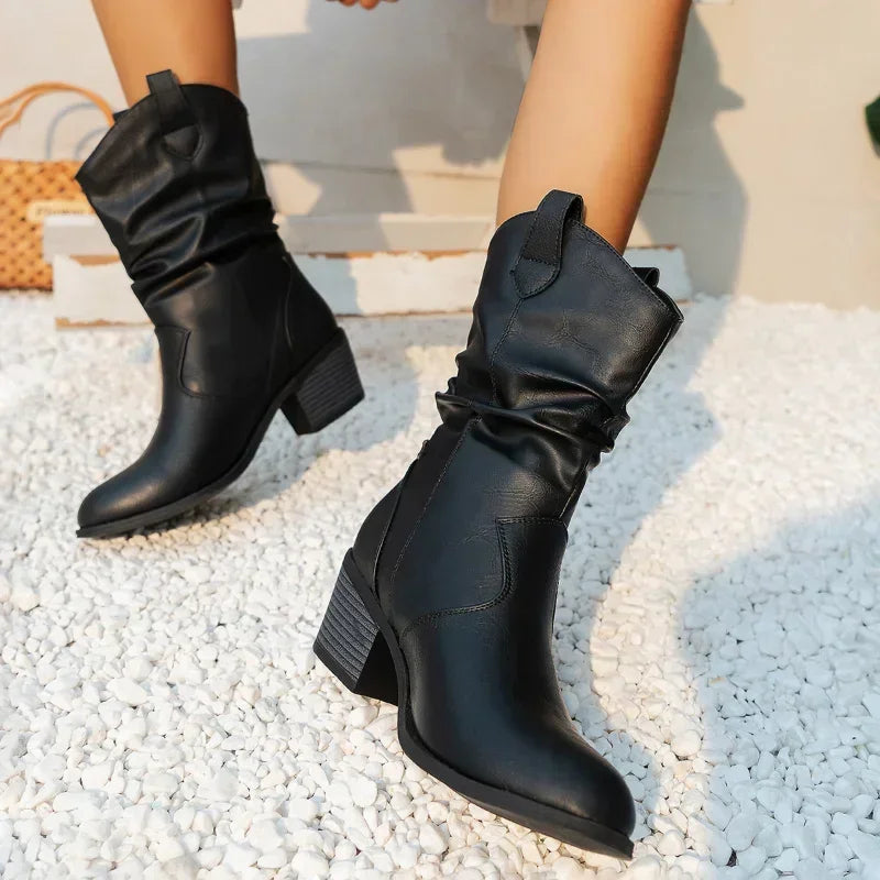 Veronica | Slouchy Block Heel Western Boots
