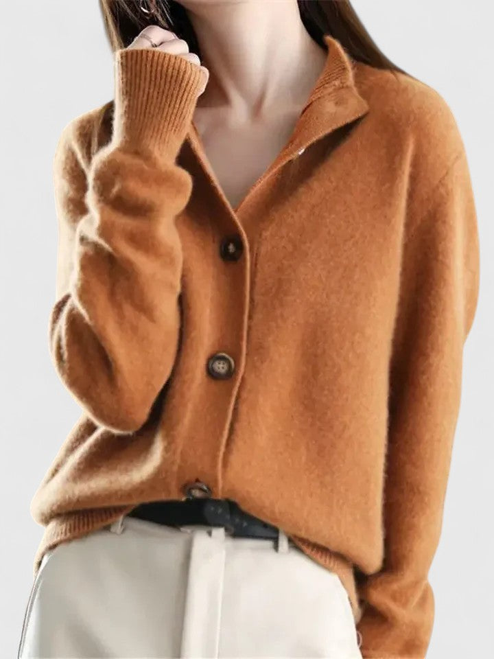 Paolina | Collared Button-Up Knit Cardigan
