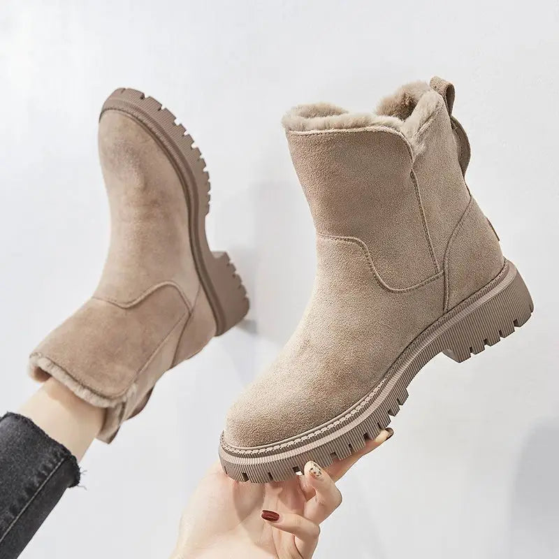 Millicent | Suede Faux Fur Boots with Side Zip