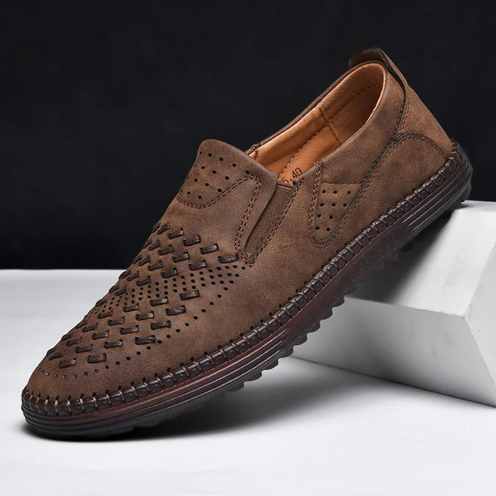 Aaron | Perforated Textured Slip-On Loafers