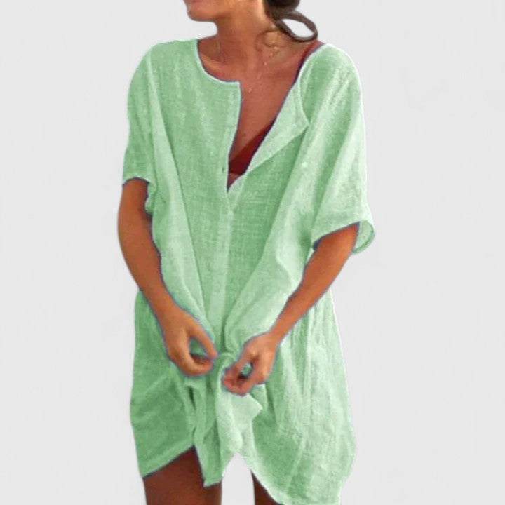 Cleopatraea | Linen Tunic Shirt Dress Short Sleeve
