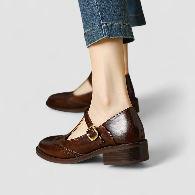 Vianne | T-Strap Mary Jane Brogues with Buckle