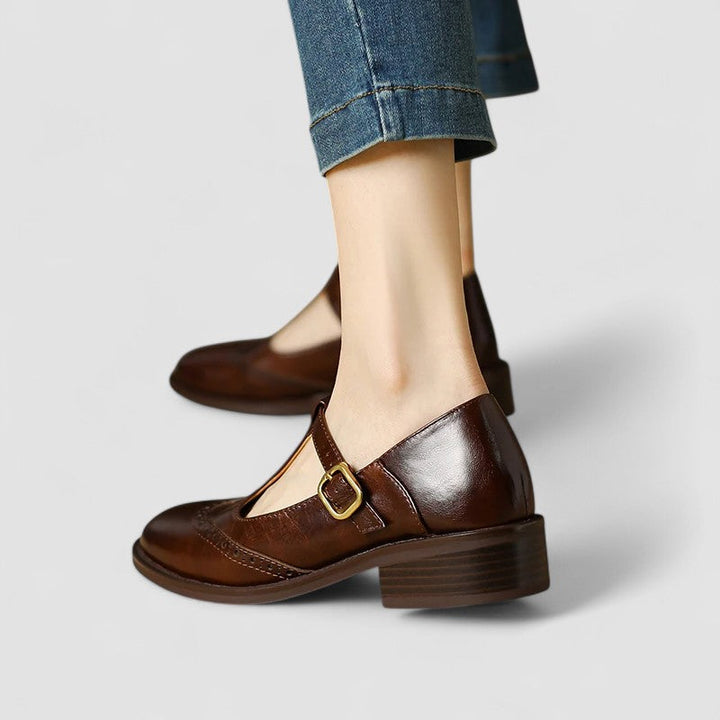Vianne | T-Strap Mary Jane Brogues with Buckle