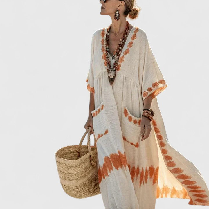 Indigo | Embroidered Bohemian Caftan Maxi Dress