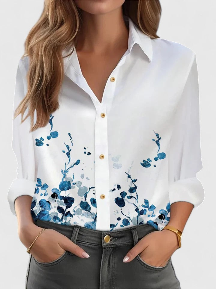 Xiomara | Printed Button-Up Blouse with Long Sleeves