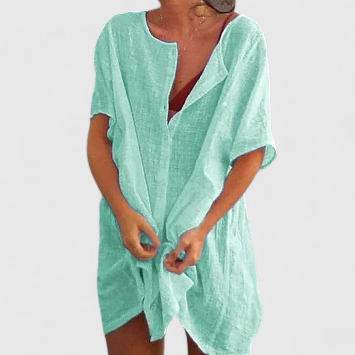 Cleopatraea | Linen Tunic Shirt Dress Short Sleeve