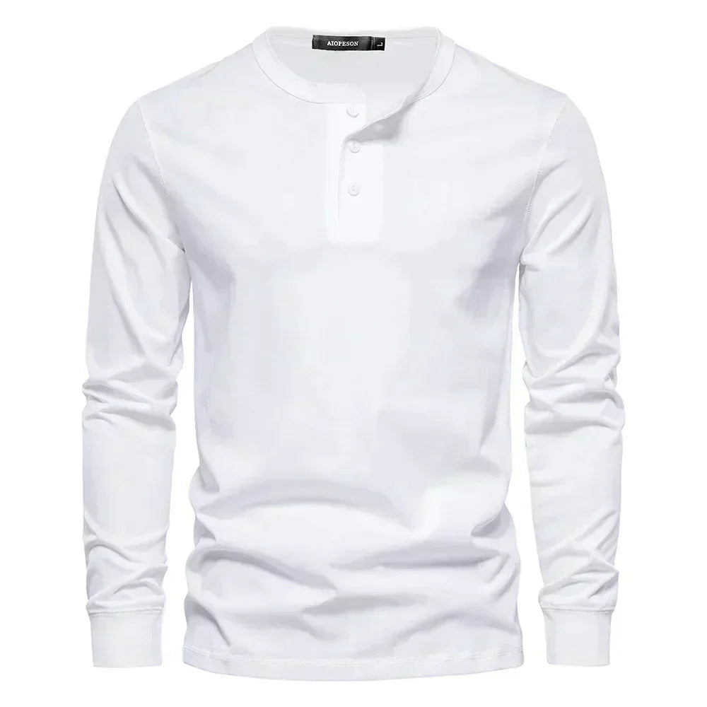 Dominic | Long-Sleeve Henley Button Shirt