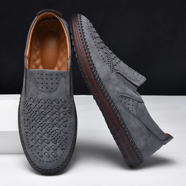 Aaron | Perforated Textured Slip-On Loafers