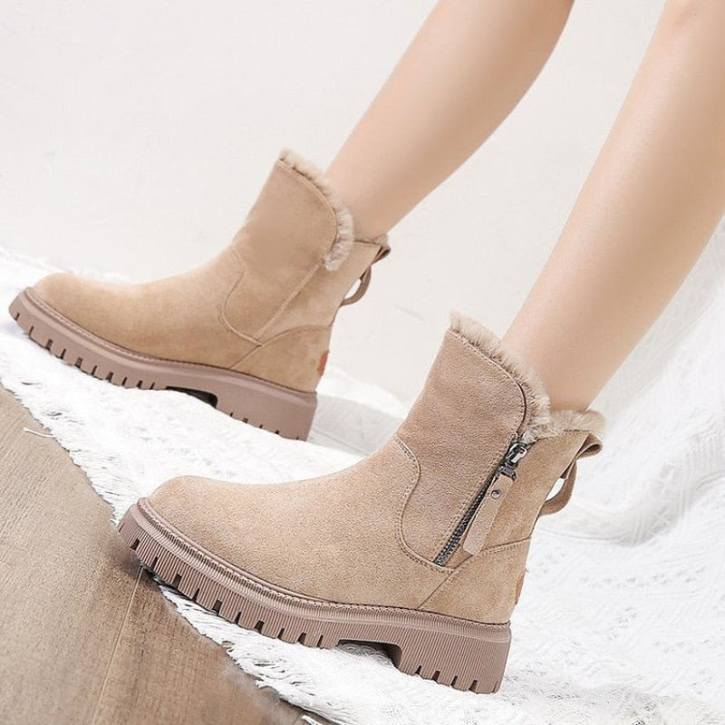 Juliana | Faux Fur Lined Ankle Boots with Zipper